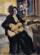 The lady play Guitar